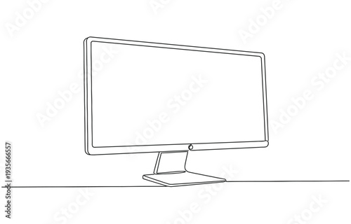 Single continuous line drawing of retro old classic personal computer processor unit.