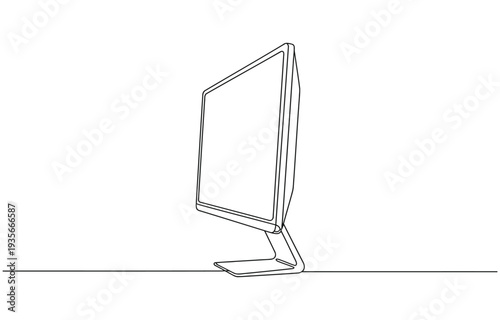 Single continuous line drawing of retro old classic personal computer processor unit.