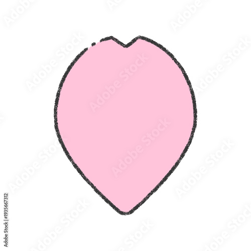 手描きの桜の花びらの線画フレーム素材 - 春･卒入学･日本のイメージのシンプルでかわいい装飾イラスト