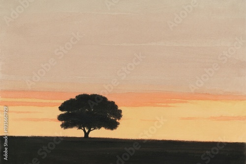 Solitary tree at sunset