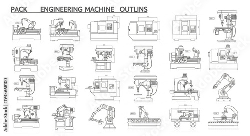 Collection of Engineering Machine Outlines and Schematics.