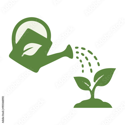 Watering Plant Growth Concept Vector