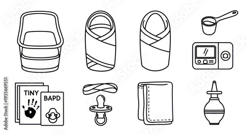 Baby Care Items and Accessories Illustration.