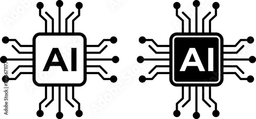 AI processor chip icons in modern design