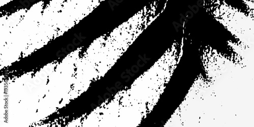 Abstract black brushstrokes create a dynamic and textured visual pattern