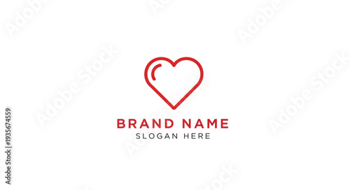 Minimalist red heart logo template for branding and identity design.