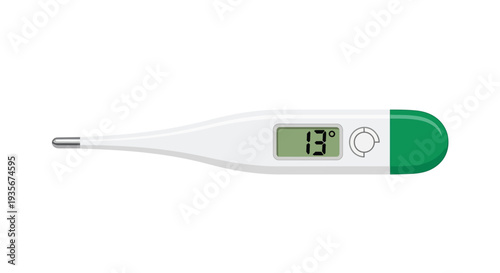 Digital thermometer displaying temperature reading on screen