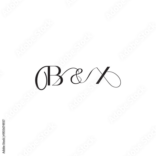 caligraphic style monogram luxury elegant logo design BX wedding initial concept letter