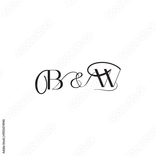 caligraphic style monogram luxury elegant logo design BW wedding initial concept letter
