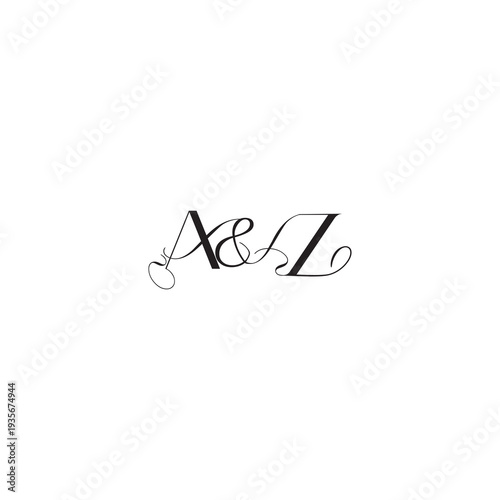 caligraphic style monogram luxury elegant logo design AZ wedding initial concept letter