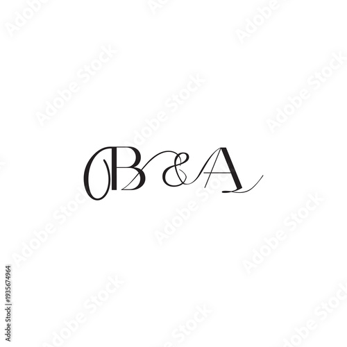 caligraphic style monogram luxury elegant logo design BA wedding initial concept letter