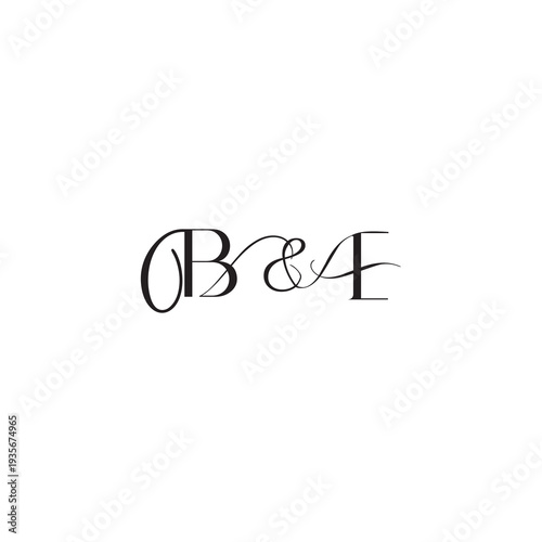 caligraphic style monogram luxury elegant logo design BE wedding initial concept letter
