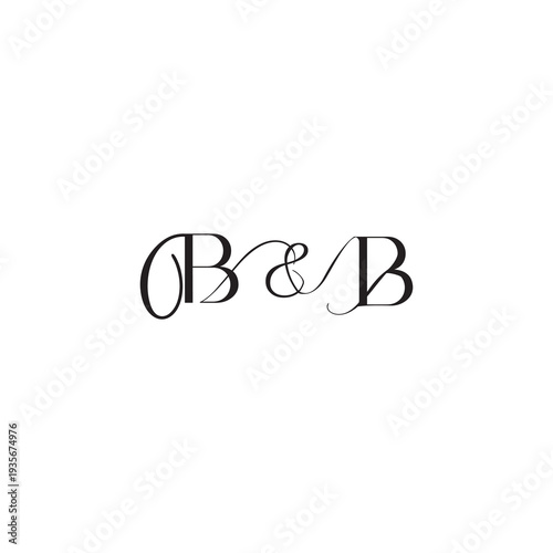 caligraphic style monogram luxury elegant logo design BB wedding initial concept letter