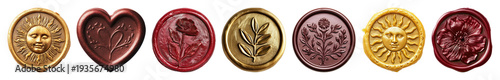 PNG Colorful wax seal collection, transparent background