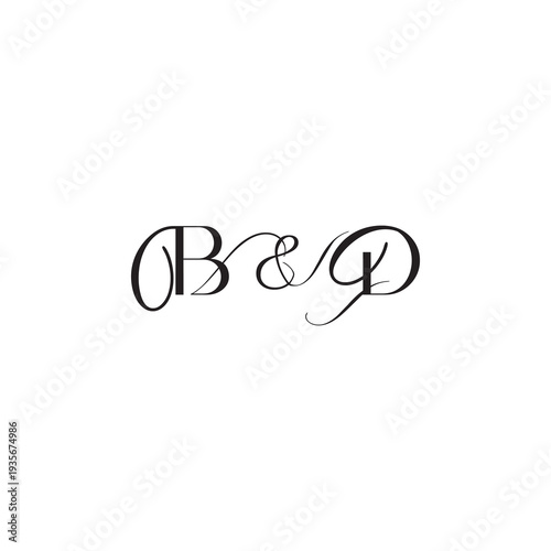 caligraphic style monogram luxury elegant logo design BD wedding initial concept letter