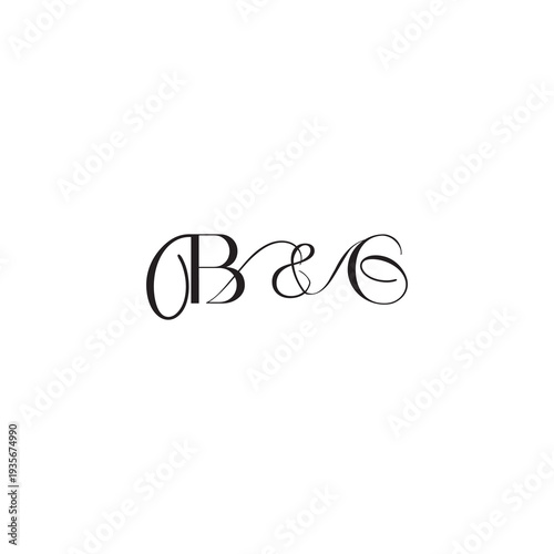 caligraphic style monogram luxury elegant logo design BG wedding initial concept letter