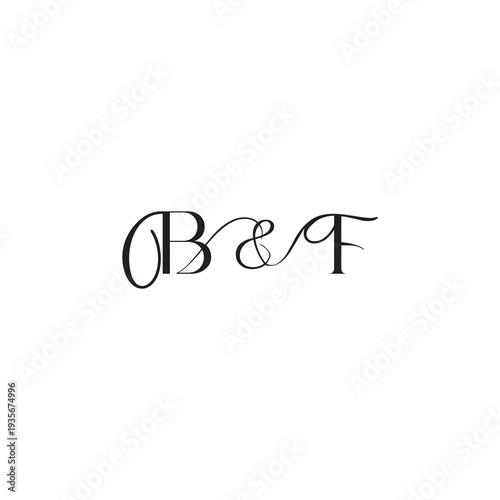 caligraphic style monogram luxury elegant logo design BF wedding initial concept letter