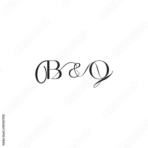 caligraphic style monogram luxury elegant logo design BQ wedding initial concept letter