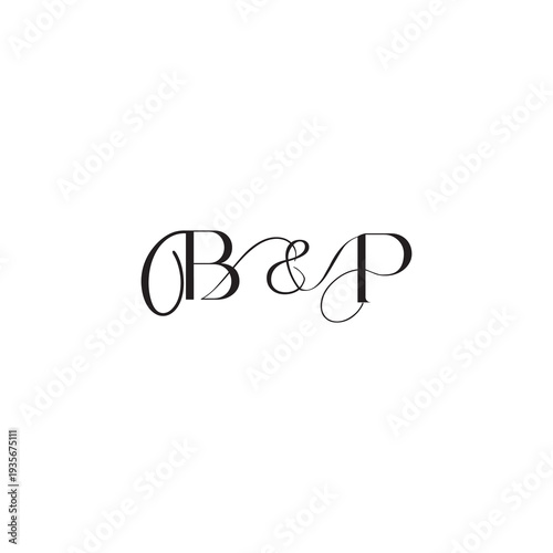 caligraphic style monogram luxury elegant logo design BP wedding initial concept letter