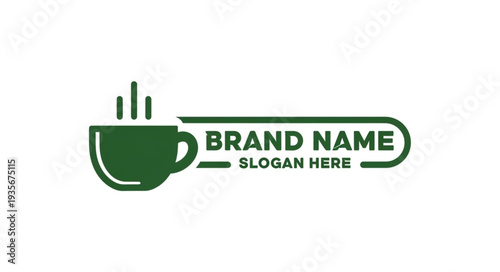 Coffee Shop Logo Template with Cup and Placeholder Text.