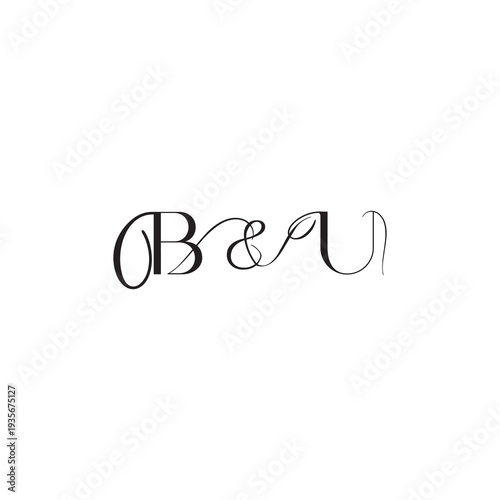caligraphic style monogram luxury elegant logo design BU wedding initial concept letter