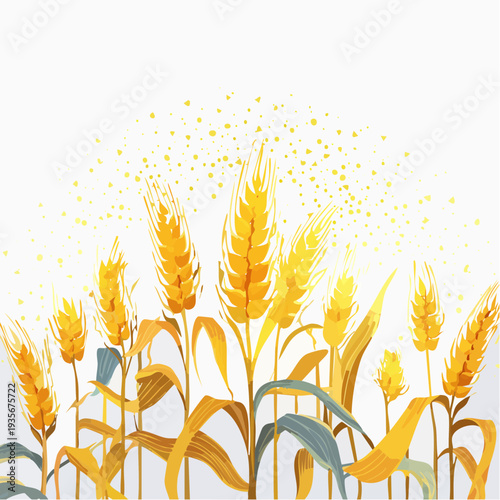 Golden wheat field in summer, ripe ears ready for harvest, symbolizing natural bounty and agricultural growth