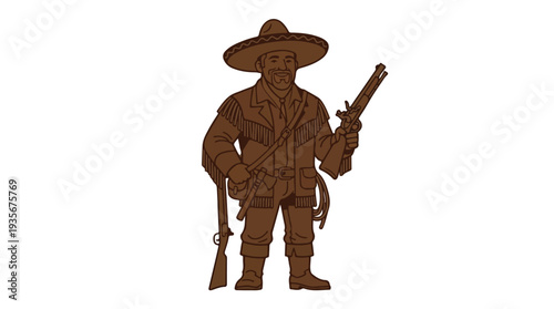 Silhouette of a cowboy with a rifle and pistol.