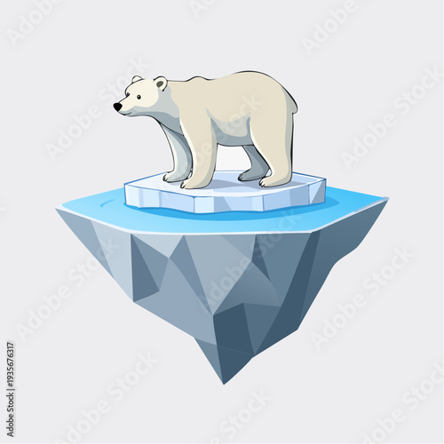 Ours polaire low poly sur iceberg flottant