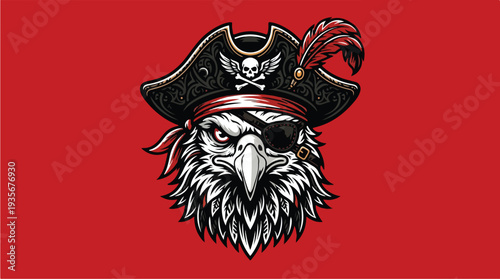 Eagle Pirate Captain with Eyepatch and Feathered Hat.