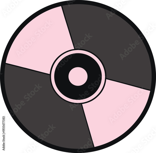 Pink and black c d with contrasting sections disc vector illustration EPS PNG file