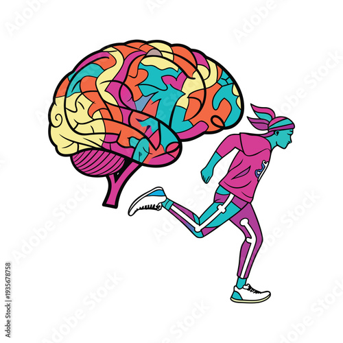 Abstract Colorful Brain Made of Interlocking Puzzle Pieces Scientific Innovation Concept