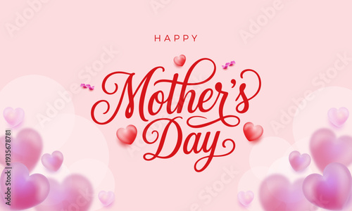 Mother's Day social media post template with romantic pink ornaments