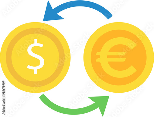 Dollar euro conversion illustrates global finance, international markets, monetary value, economic transactions.