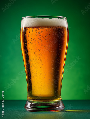  glass of beer on green background