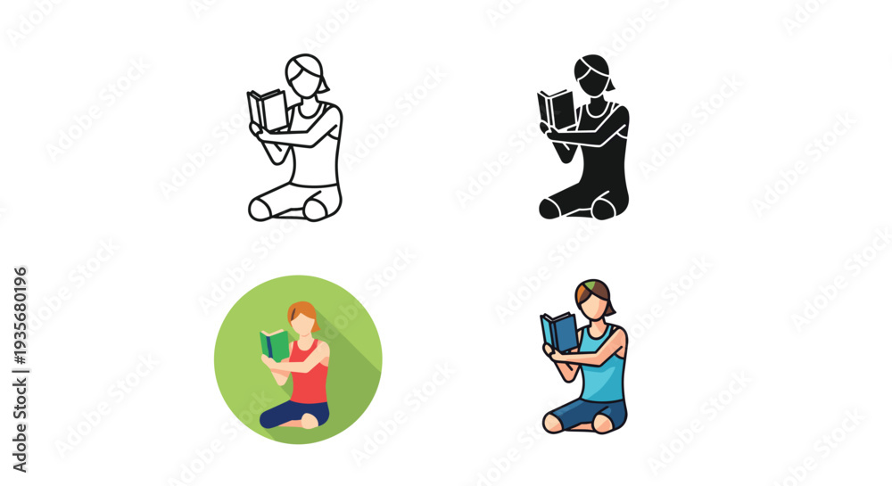 Fototapeta premium Person Reading Book Session Graphic