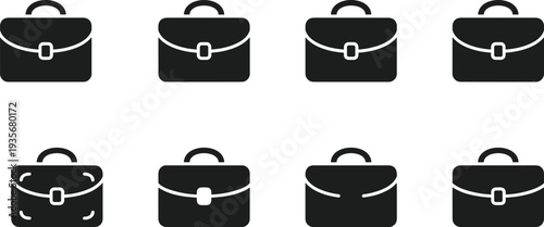 Briefcase Icons Set with Business Bag Portfolio and Office Work Case Silhouettes Vector Collection for Professional Design