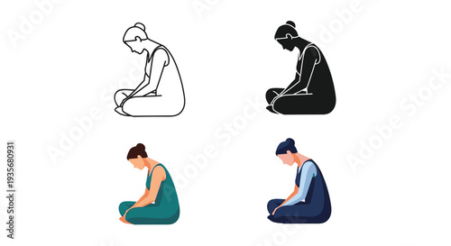 Meditating Person Sitting Zen Illustration Business