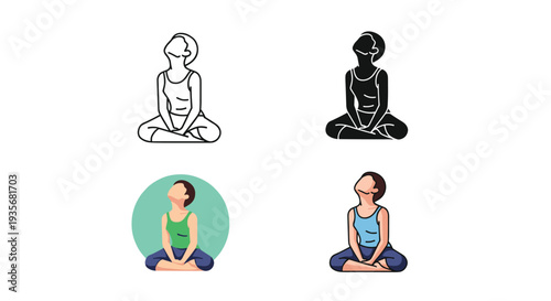 Meditation Pose Vector Health Wellness