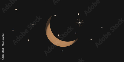 Crescent moon vector with soft glow. Ethereal, celestial design.  Transparent background.  Ideal for night sky themes.  Mystical, dreamy illustration.  Perfect for astronomy, fantasy, or spiritual pro