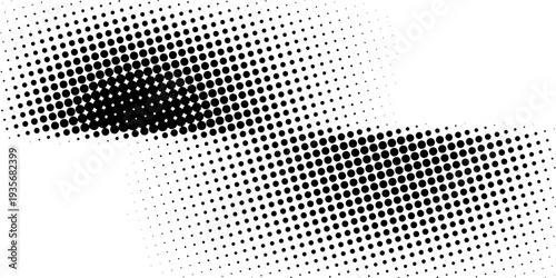 Set of halftone dots gradient pattern texture isolated on white background. Straight dotted spots using halftone circle dot raster texture. Vector blot half tone collection.