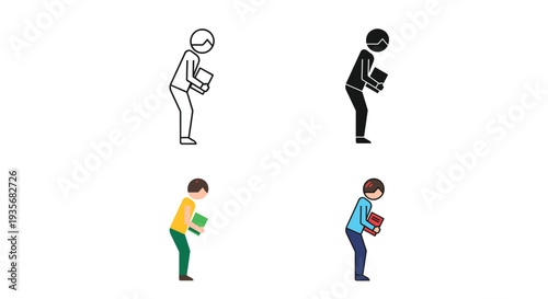 Student Holding Books Icon Collection Education Concept