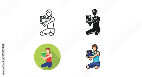 Person Reading Book Flat Icon Commercial