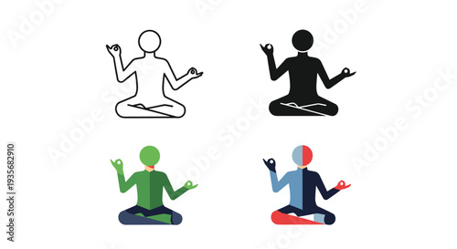 Meditation Icons Zen Poses Commercial Set