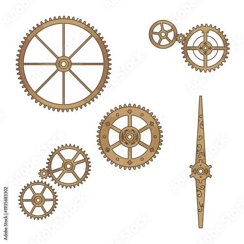Assemblage of Mechanical Gears and Components for Industrial Machinery.eps