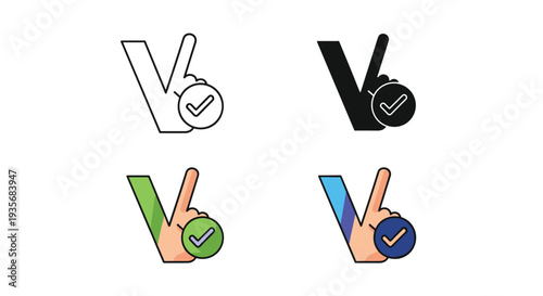 Victory Hand Checkmark Success Icon