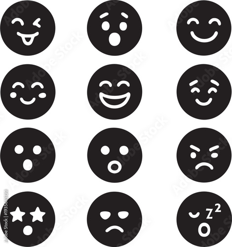 ミニマルな日本風禅絵文字フェイス	
