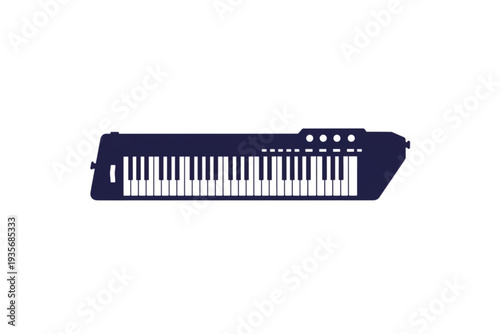 Keyboard Silhouette: A minimalist, high-contrast silhouette of an electronic keyboard, ideal for musical concepts and creative design. 