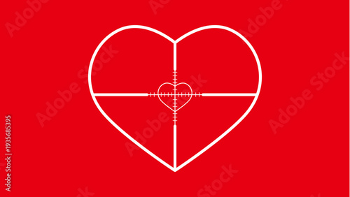 ターゲットラインが入ったハートアイコン｜愛と目標を表すミニマルデザイン