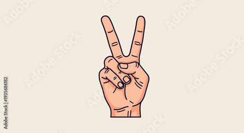 Hand gesture showing victory or peace sign isolated on a neutral background