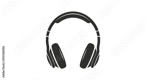 Headphones silhouette isolated on white background for audio and music concepts